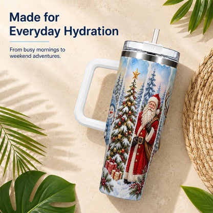 #pl[40oz|White] Christmas Winter 40oz Tumbler, Holiday Tumbler, Stainless Steel Travel Cup