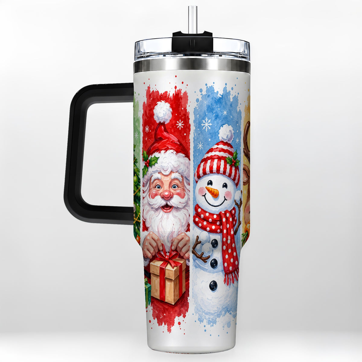 #pl[40oz|Black] Christmas Friends 40oz Tumbler with Handle, Winter Stainless Steel Cup