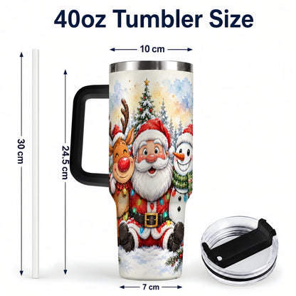 #pl[40oz|Black] Christmas Trio 40oz Tumbler with Handle, Winter Stainless Steel Cup
