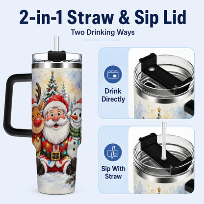 #pl[40oz|Black] Christmas Trio 40oz Tumbler with Handle, Winter Stainless Steel Cup