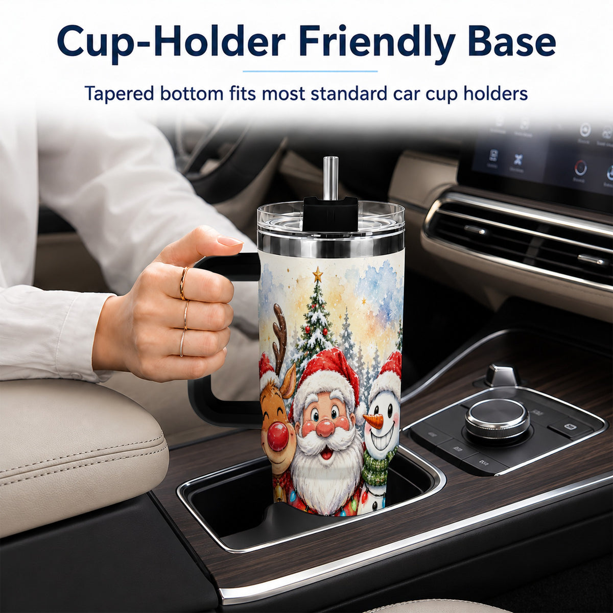 #pl[40oz|Black] Christmas Trio 40oz Tumbler with Handle, Winter Stainless Steel Cup