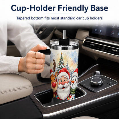 #pl[40oz|Black] Christmas Trio 40oz Tumbler with Handle, Winter Stainless Steel Cup