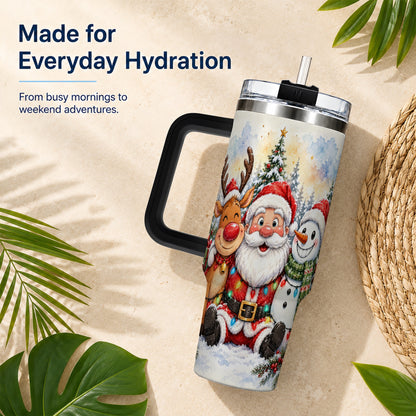 #pl[40oz|Black] Christmas Trio 40oz Tumbler with Handle, Winter Stainless Steel Cup