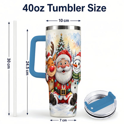 #pl[40oz|Blue] Christmas Trio 40oz Tumbler with Handle, Winter Stainless Steel Cup
