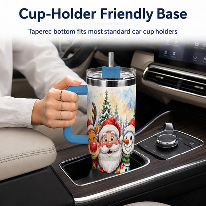 #pl[40oz|Blue] Christmas Trio 40oz Tumbler with Handle, Winter Stainless Steel Cup