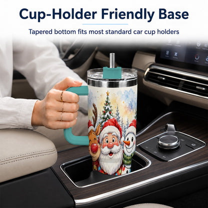#pl[40oz|Green] Christmas Trio 40oz Tumbler with Handle, Winter Stainless Steel Cup