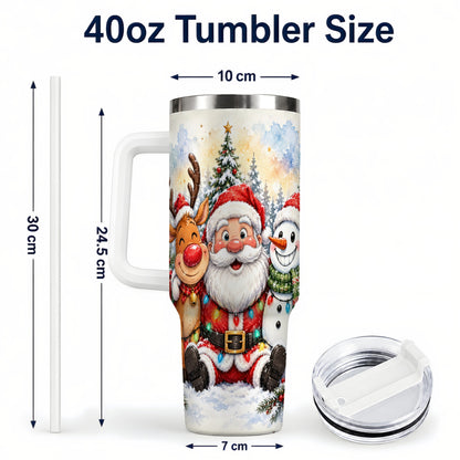 #pl[40oz|White] Christmas Trio 40oz Tumbler with Handle, Winter Stainless Steel Cup