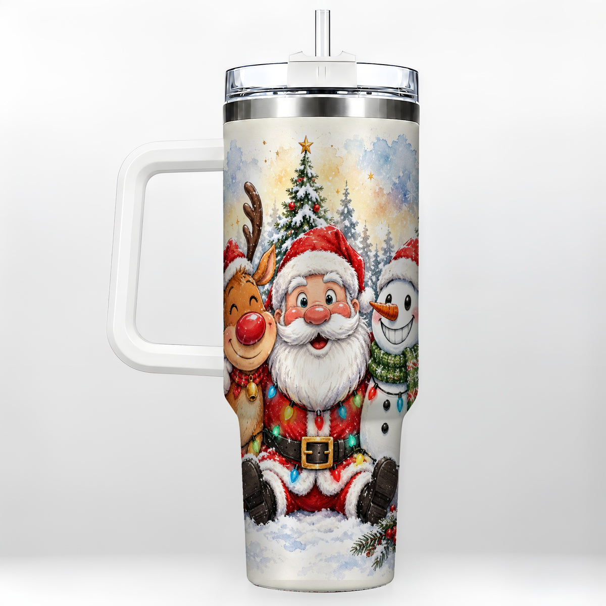 Christmas Trio 40oz Tumbler with Handle, Winter Stainless Steel Cup