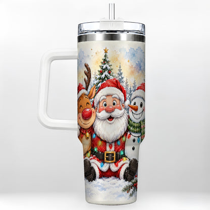 Christmas Trio 40oz Tumbler with Handle, Winter Stainless Steel Cup