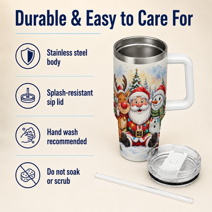 #pl[40oz|White] Christmas Trio 40oz Tumbler with Handle, Winter Stainless Steel Cup