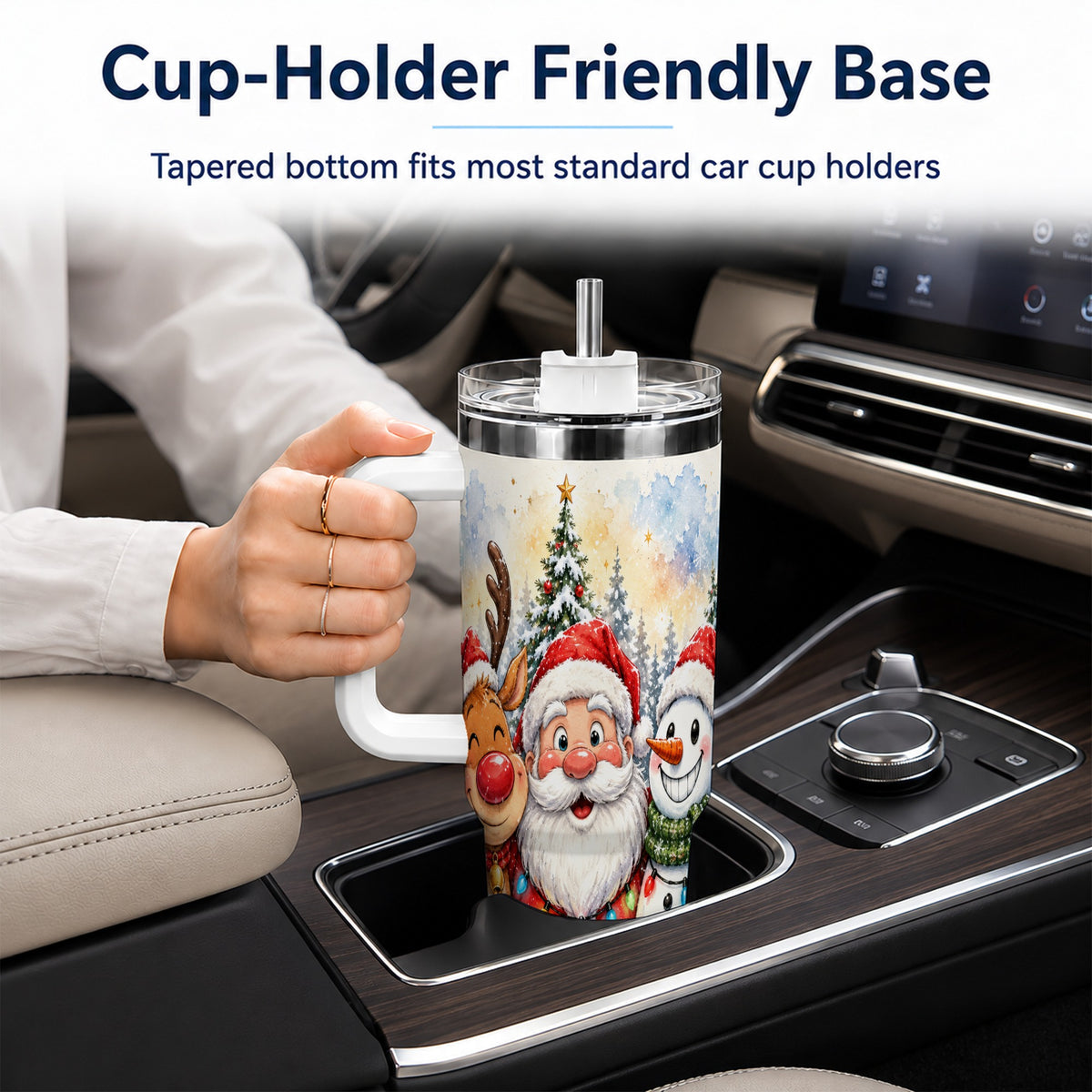 #pl[40oz|White] Christmas Trio 40oz Tumbler with Handle, Winter Stainless Steel Cup