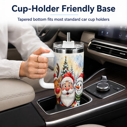 #pl[40oz|White] Christmas Trio 40oz Tumbler with Handle, Winter Stainless Steel Cup