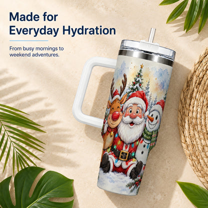 #pl[40oz|White] Christmas Trio 40oz Tumbler with Handle, Winter Stainless Steel Cup