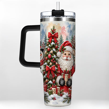 #pl[40oz|Black] Classic Christmas 40oz Tumbler with Handle, Winter Stainless Steel Cup