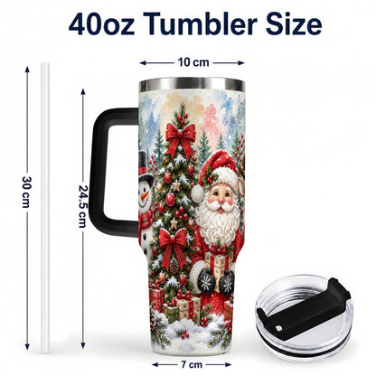 #pl[40oz|Black] Classic Christmas 40oz Tumbler with Handle, Winter Stainless Steel Cup
