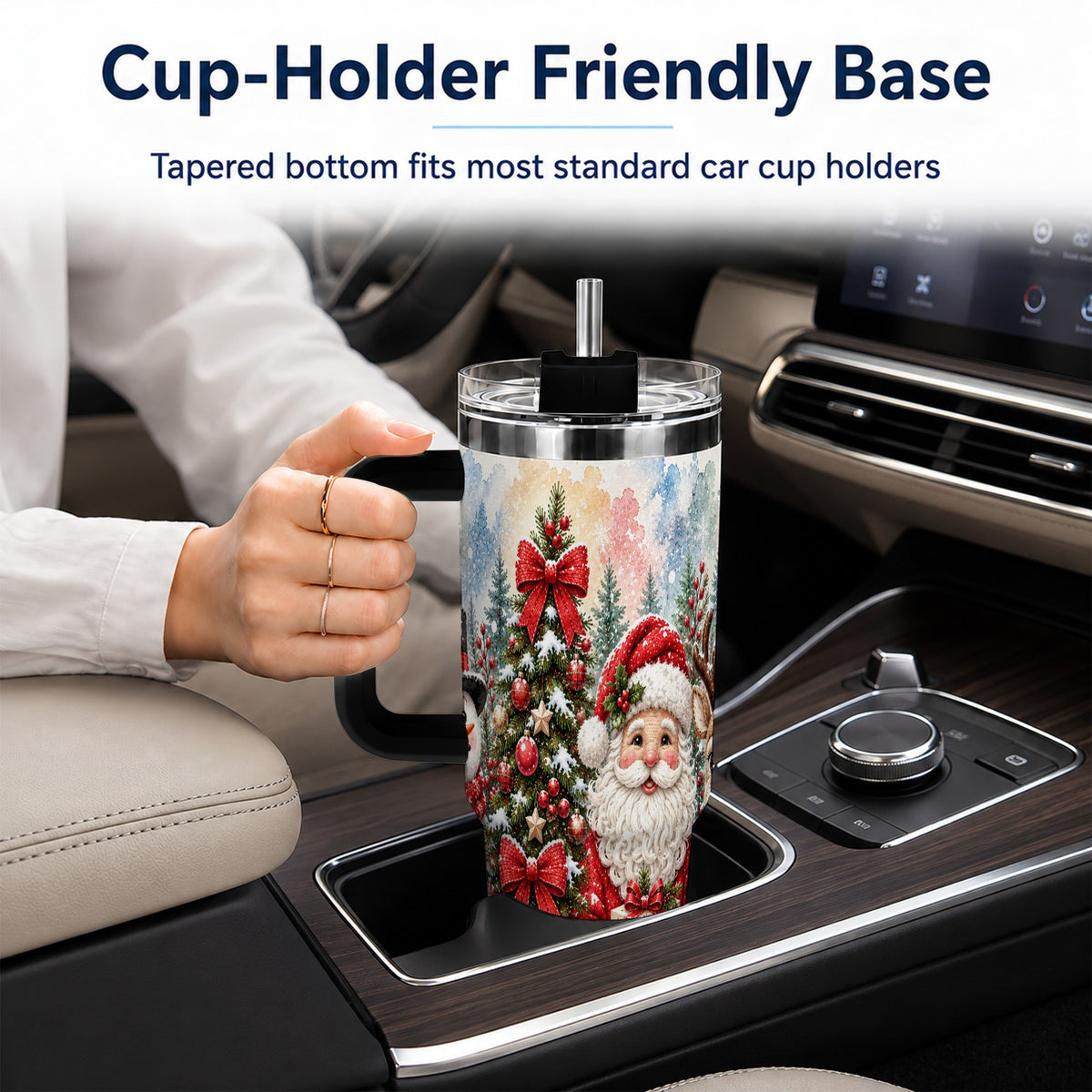 #pl[40oz|Black] Classic Christmas 40oz Tumbler with Handle, Winter Stainless Steel Cup