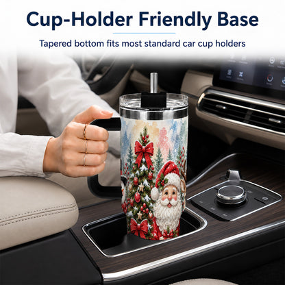 #pl[40oz|Black] Classic Christmas 40oz Tumbler with Handle, Winter Stainless Steel Cup