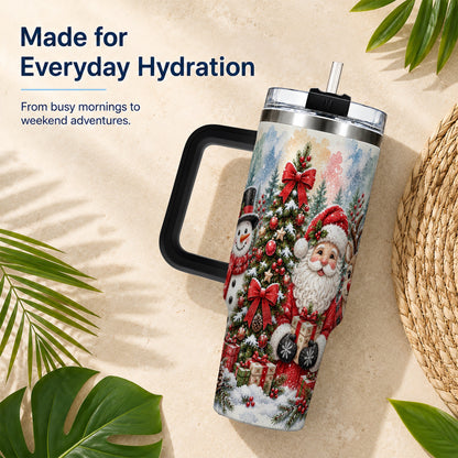 #pl[40oz|Black] Classic Christmas 40oz Tumbler with Handle, Winter Stainless Steel Cup