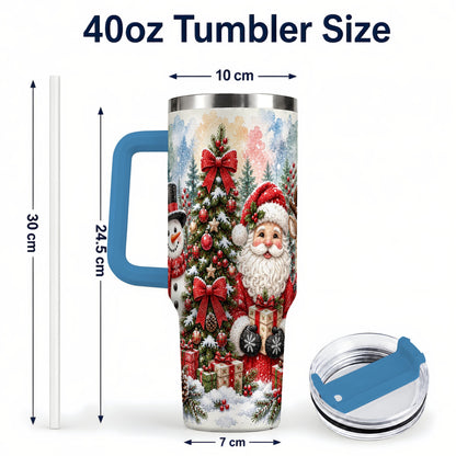 #pl[40oz|Blue] Classic Christmas 40oz Tumbler with Handle, Winter Stainless Steel Cup