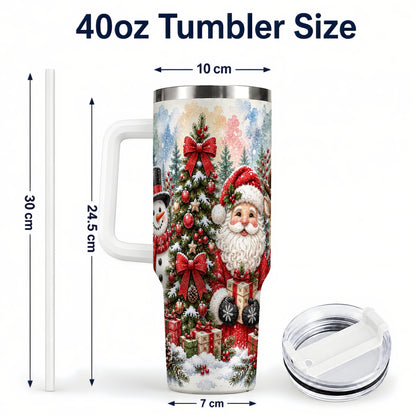 #pl[40oz|White] Classic Christmas 40oz Tumbler with Handle, Winter Stainless Steel Cup