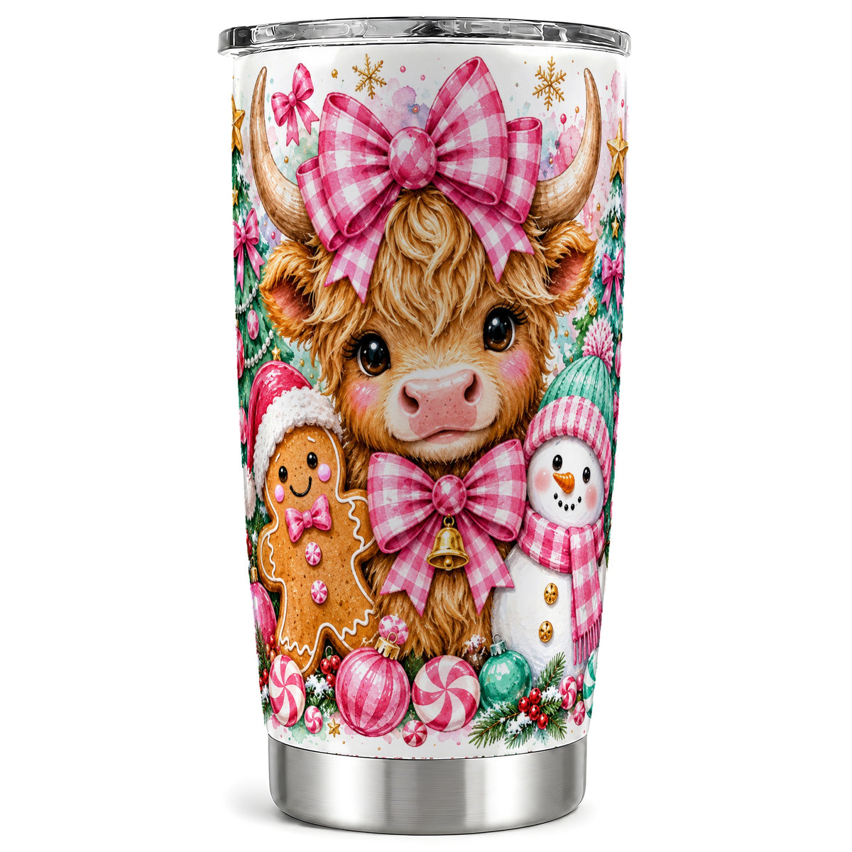 Highland Cow Tumbler 20oz, Christmas Tumbler, Stainless Steel Travel Cup