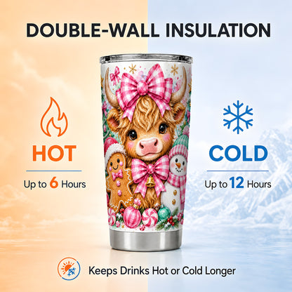 #pl[20oz|Steel] Highland Cow Tumbler 20oz, Christmas Tumbler, Stainless Steel Travel Cup