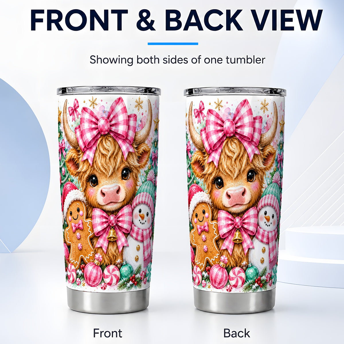 #pl[20oz|Steel] Highland Cow Tumbler 20oz, Christmas Tumbler, Stainless Steel Travel Cup