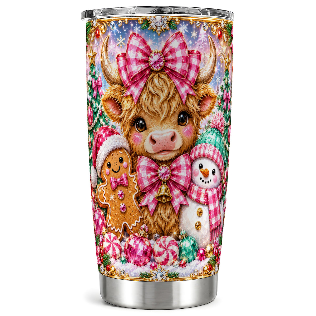Highland Cow Tumbler 20oz, Jewel Tumbler, Stainless Steel Travel Cup