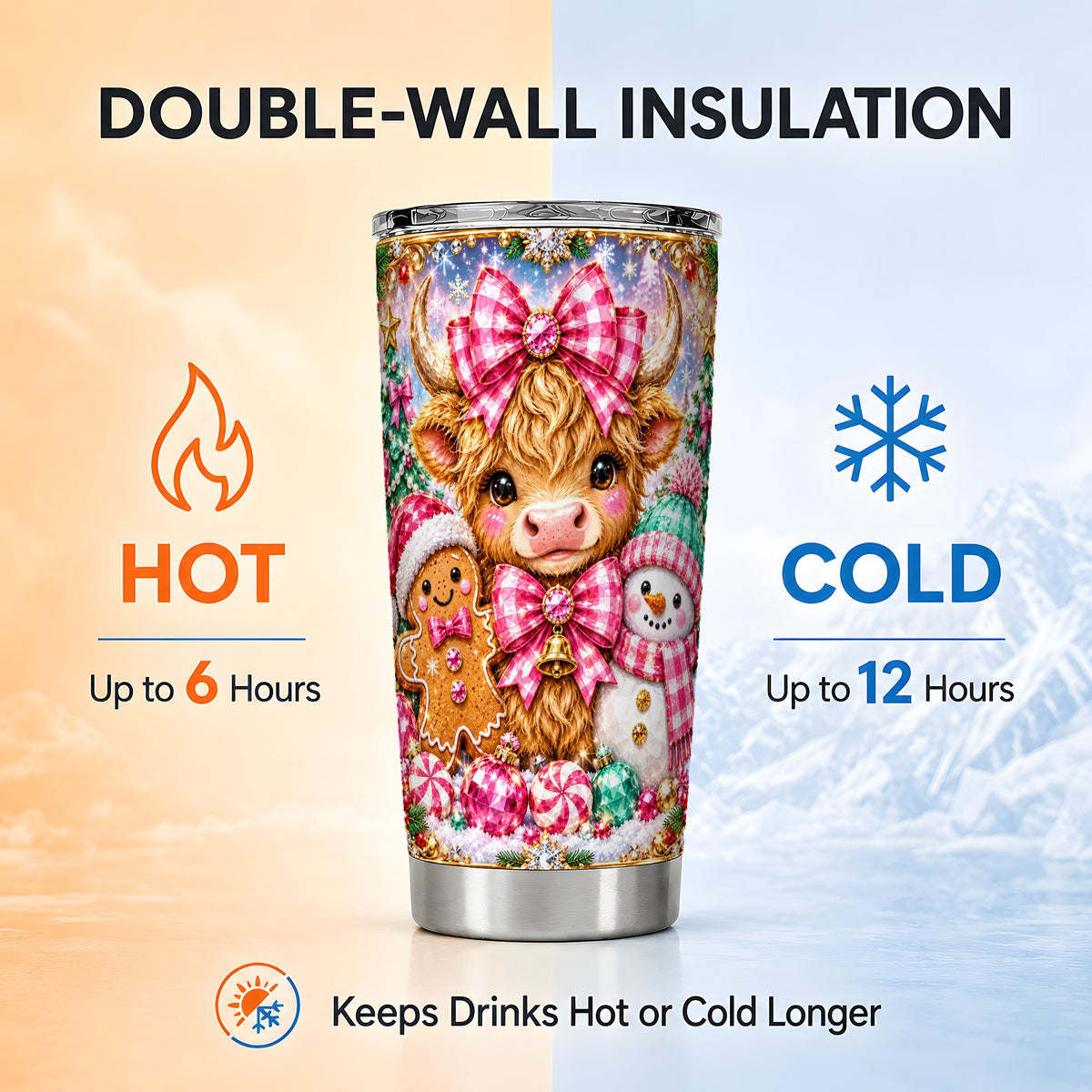 #pl[20oz|Steel] Highland Cow Tumbler 20oz, Jewel Tumbler, Stainless Steel Travel Cup