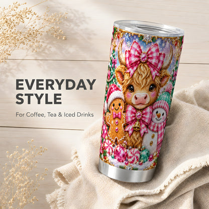 #pl[20oz|Steel] Highland Cow Tumbler 20oz, Jewel Tumbler, Stainless Steel Travel Cup