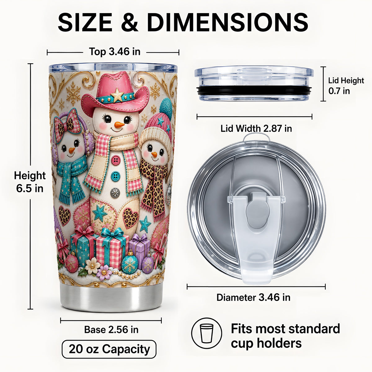 #pl[20oz|Steel] Western Snowmen Tumbler 20oz, Cowgirl Tumbler, Stainless Steel Travel Cup