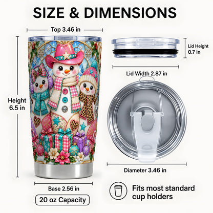 #pl[20oz|Steel] Western Snowmen Tumbler 20oz, Winter Tumbler, Stainless Steel Travel Cup