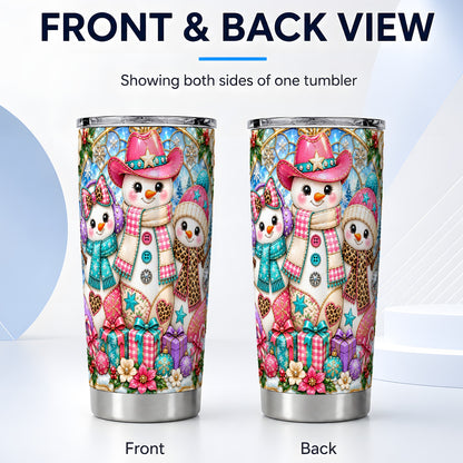#pl[20oz|Steel] Western Snowmen Tumbler 20oz, Winter Tumbler, Stainless Steel Travel Cup