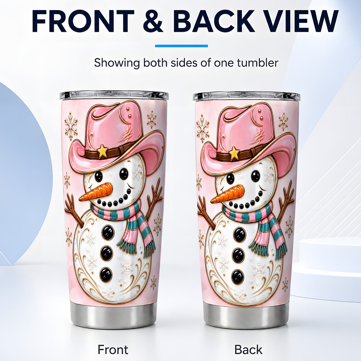 #pl[20oz|Steel] Pink Cowgirl Snowman Tumbler 20oz, Western Stainless Steel Travel Cup