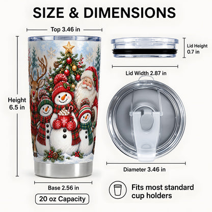 #pl[20oz|Steel] Santa Snowman Tumbler 20oz, Christmas Friends Stainless Steel Travel Cup