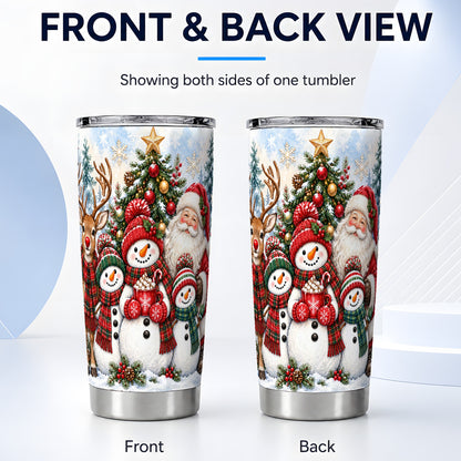 #pl[20oz|Steel] Santa Snowman Tumbler 20oz, Christmas Friends Stainless Steel Travel Cup