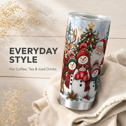 #pl[20oz|Steel] Santa Snowman Tumbler 20oz, Christmas Friends Stainless Steel Travel Cup