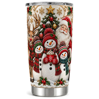 Santa Snowman Tumbler 20oz, Christmas Tumbler, Stainless Steel Travel Cup
