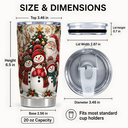 #pl[20oz|Steel] Santa Snowman Tumbler 20oz, Christmas Tumbler, Stainless Steel Travel Cup
