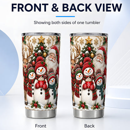 #pl[20oz|Steel] Santa Snowman Tumbler 20oz, Christmas Tumbler, Stainless Steel Travel Cup