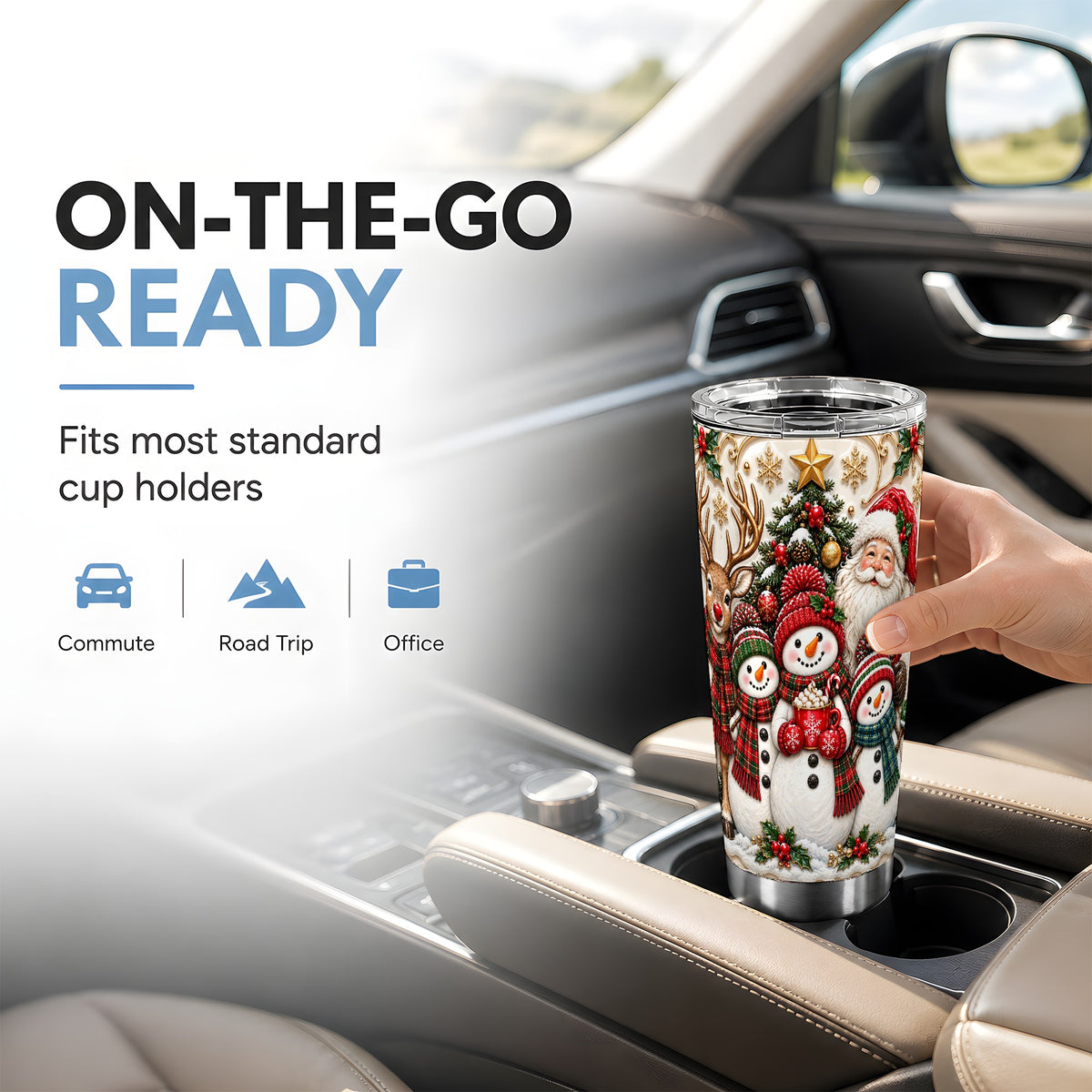 #pl[20oz|Steel] Santa Snowman Tumbler 20oz, Christmas Tumbler, Stainless Steel Travel Cup