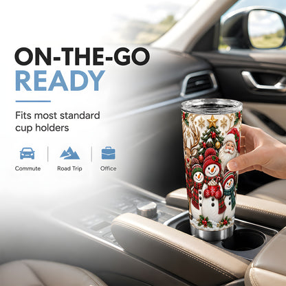 #pl[20oz|Steel] Santa Snowman Tumbler 20oz, Christmas Tumbler, Stainless Steel Travel Cup