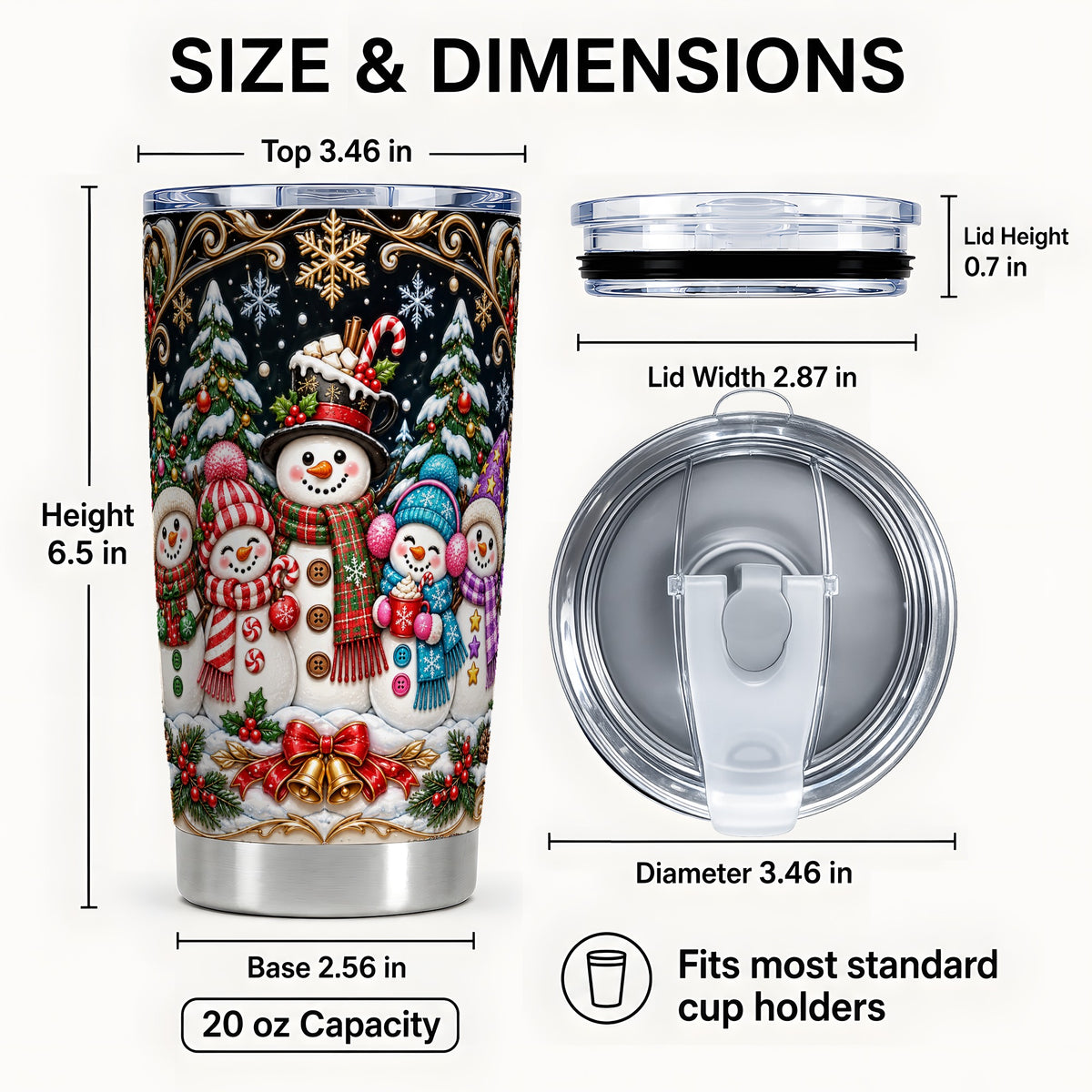 #pl[20oz|Steel] Snowman Family Tumbler 20oz, Christmas Tumbler, Stainless Steel Travel Cup