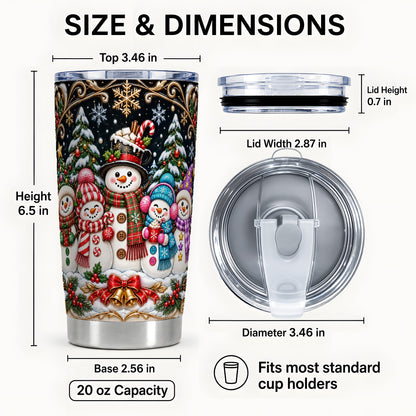 #pl[20oz|Steel] Snowman Family Tumbler 20oz, Christmas Tumbler, Stainless Steel Travel Cup