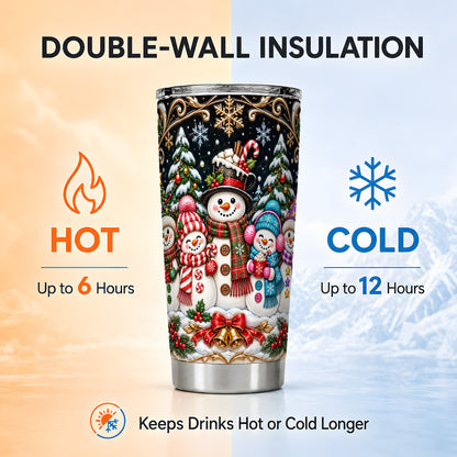#pl[20oz|Steel] Snowman Family Tumbler 20oz, Christmas Tumbler, Stainless Steel Travel Cup