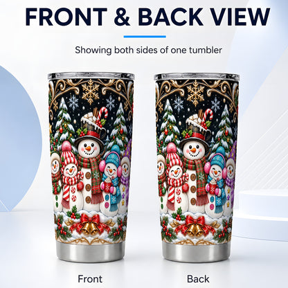 #pl[20oz|Steel] Snowman Family Tumbler 20oz, Christmas Tumbler, Stainless Steel Travel Cup
