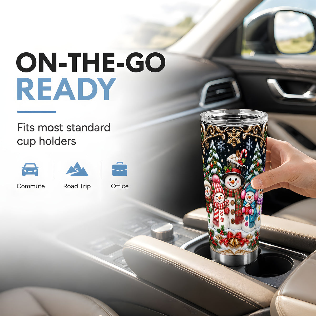 #pl[20oz|Steel] Snowman Family Tumbler 20oz, Christmas Tumbler, Stainless Steel Travel Cup