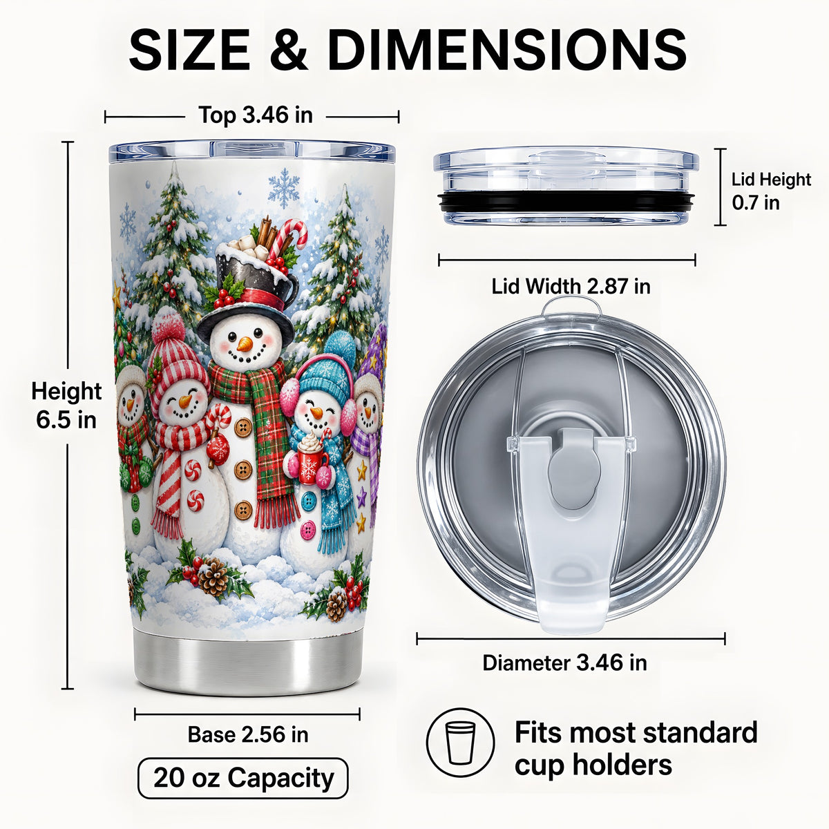 #pl[20oz|Steel] Snowman Family Tumbler 20oz, Watercolor Tumbler, Stainless Steel Travel Cup