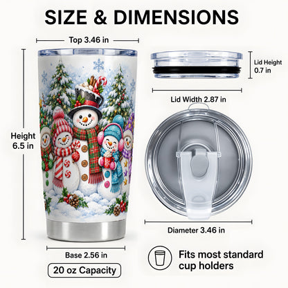 #pl[20oz|Steel] Snowman Family Tumbler 20oz, Watercolor Tumbler, Stainless Steel Travel Cup