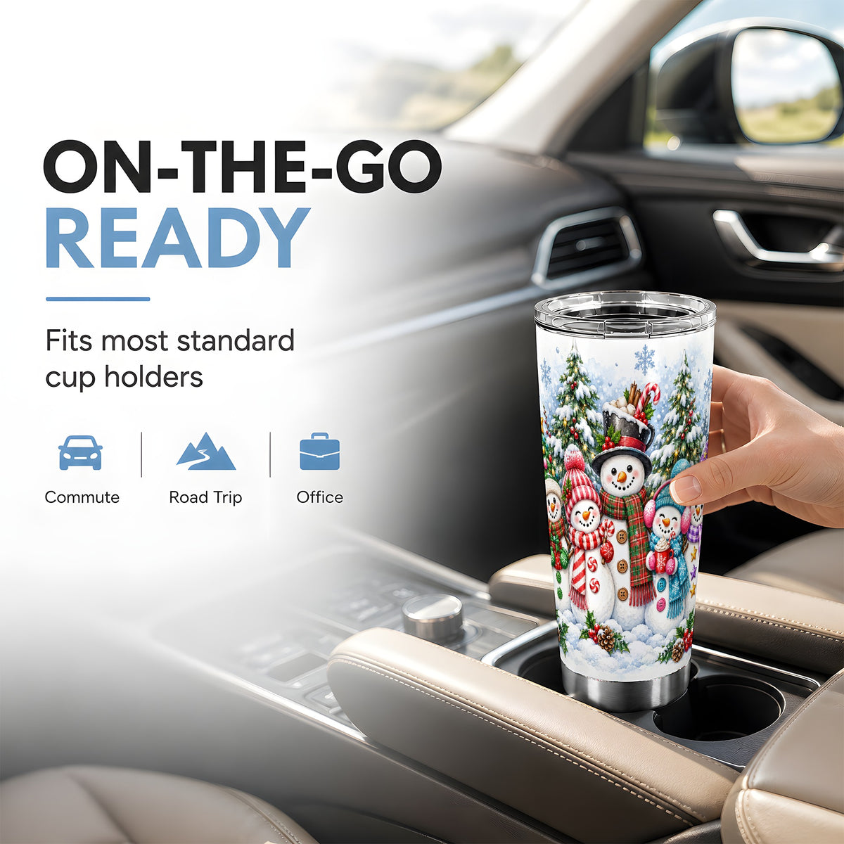 #pl[20oz|Steel] Snowman Family Tumbler 20oz, Watercolor Tumbler, Stainless Steel Travel Cup